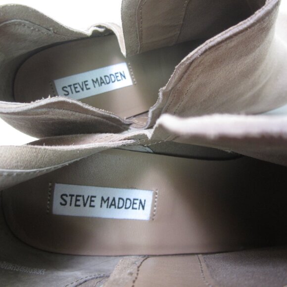Steve Madden Havannah Womens Size 11 Suede 3" Heeled Booties Ankle Boots Taupe - Picture 9 of 9